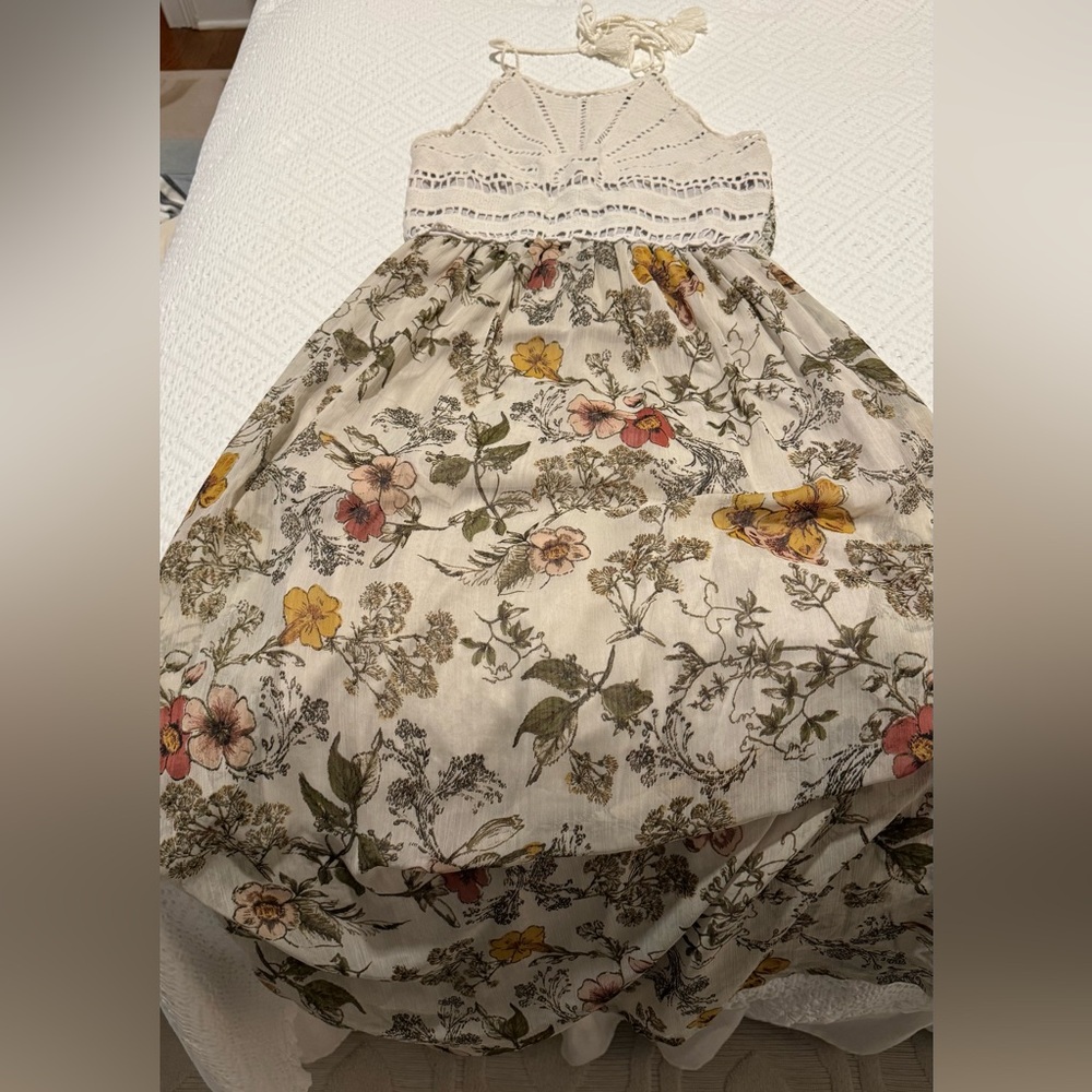 Altar’d State Halter Floral Print Maxi Dress with Lace Detail